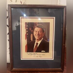 Vintage Ronald Reagan Autographed Signed Professionally Matted Framed Photo Pic